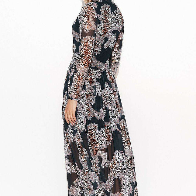 Chic Mesh Turtleneck Maxi Dress by Makadamia