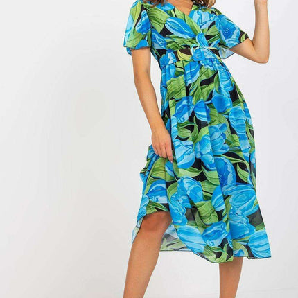 Chic Midi Dress With Colorful Prints And Coordinating Belt - Très Elite