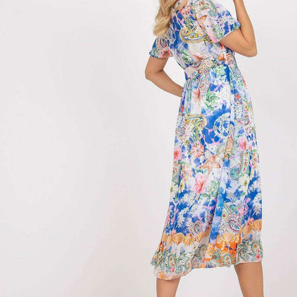 Chic Midi Dress With Colorful Prints And Coordinating Belt - Très Elite