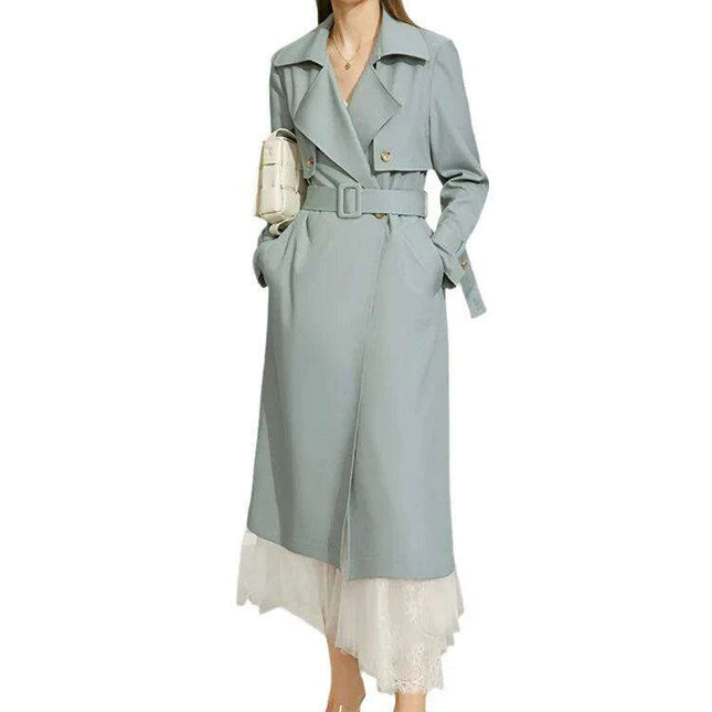Chic Minimalism Women's Double Breasted Trench Coat with Adjustable Sashes for Office and Everyday Elegance