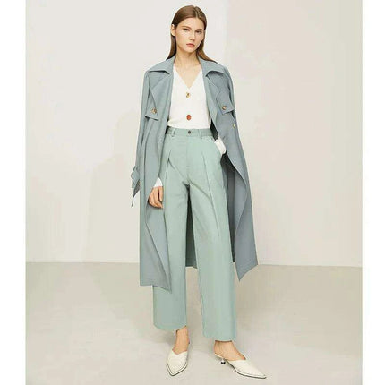 Chic Minimalism Women's Double Breasted Trench Coat with Adjustable Sashes for Office and Everyday Elegance