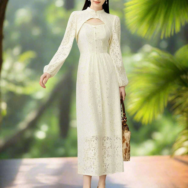 Chic Modern Lace Two-Piece Dress Set for Stylish Women