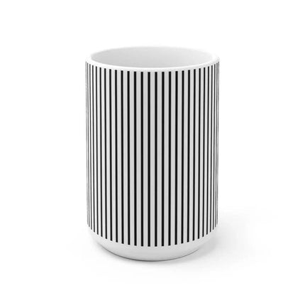 Chic Monochrome Striped Ceramic Coffee Mug - A Modern Must-Have for Your Brew - Très Elite