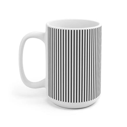 Chic Monochrome Striped Ceramic Coffee Mug - A Modern Must-Have for Your Brew - Très Elite