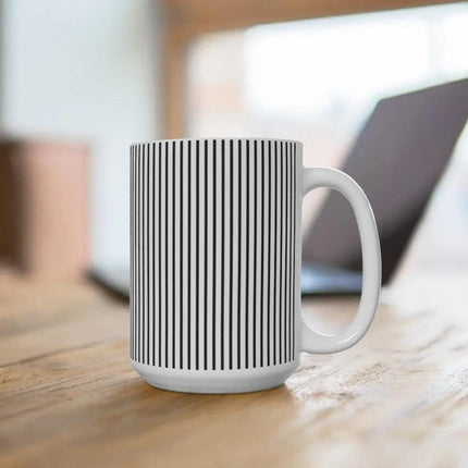 Chic Monochrome Striped Ceramic Coffee Mug - A Modern Must-Have for Your Brew - Très Elite