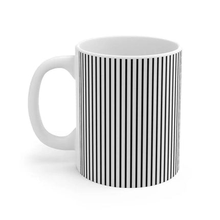 Chic Monochrome Striped Ceramic Coffee Mug - A Modern Must-Have for Your Brew - Très Elite