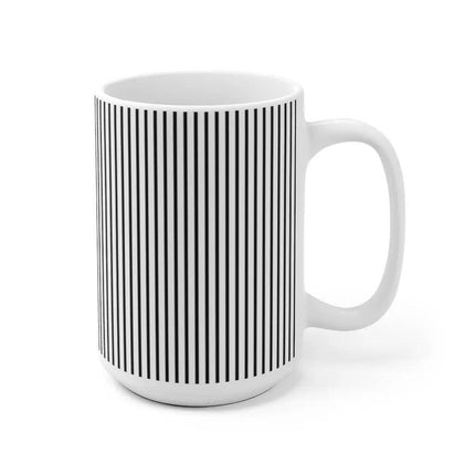 Chic Monochrome Striped Ceramic Coffee Mug - A Modern Must-Have for Your Brew - Très Elite