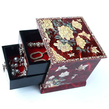 Chic Mother of Pearl Dual-Drawer Jewelry Storage Box - A Treasured Gift for Her Delights - Très Elite