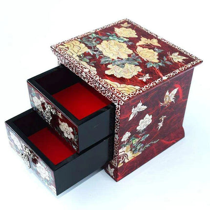 Chic Mother of Pearl Dual-Drawer Jewelry Storage Box - A Treasured Gift for Her Delights - Très Elite