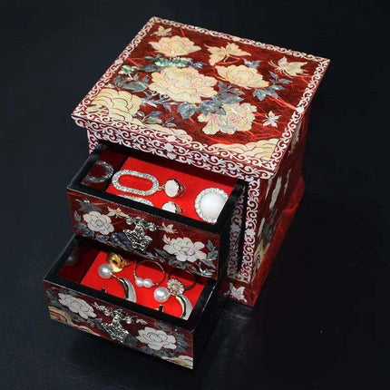 Chic Mother of Pearl Dual-Drawer Jewelry Storage Box - A Treasured Gift for Her Delights - Très Elite
