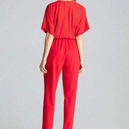 Chic Navy Blue Brocade Jumpsuit with Stylish Design - Très Elite
