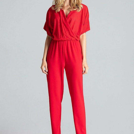 Chic Navy Blue Brocade Jumpsuit with Stylish Design - Très Elite