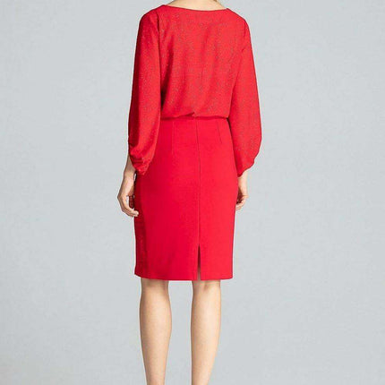 Chic Navy Blue Midi Pencil Skirt with Exquisite Brocade Accents - Très Elite