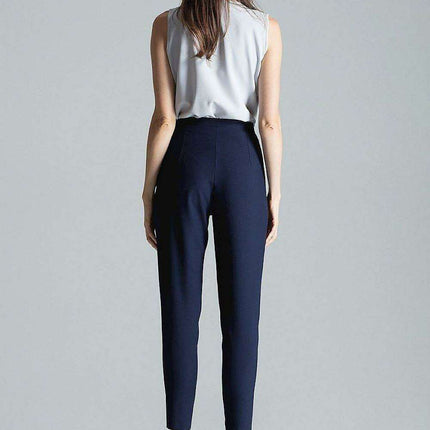 Chic Navy Blue Tailored Pleated Trousers for Women - Très Elite