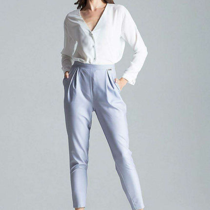 Chic Navy Blue Tailored Pleated Trousers for Women - Très Elite