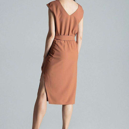 Chic Navy Blue V-Neck Midi Dress with Sensational Side Slit - Très Elite
