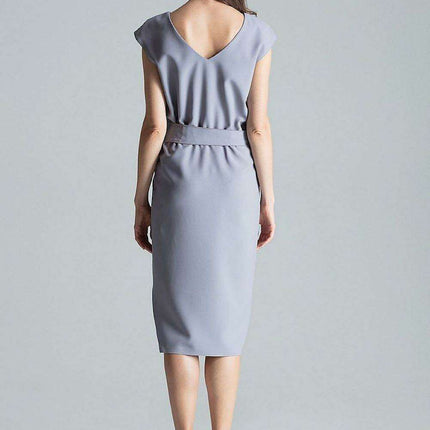 Chic Navy Blue V-Neck Midi Dress with Sensational Side Slit - Très Elite