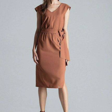 Chic Navy Blue V-Neck Midi Dress with Sensational Side Slit - Très Elite