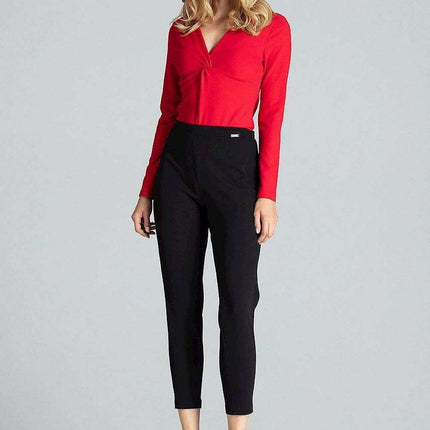 Chic Navy Long Sleeve Shapewear Bodysuit with Elegant Envelope Neckline - Très Elite