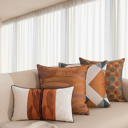 Chic Nordic Caramel Geometric Cushion Covers for an Elegant Home Transformation