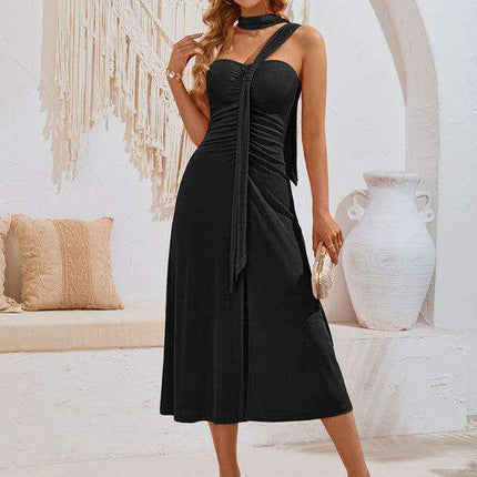 Chic Off-Shoulder Dress with Flowing Streamer Accents - Très Elite