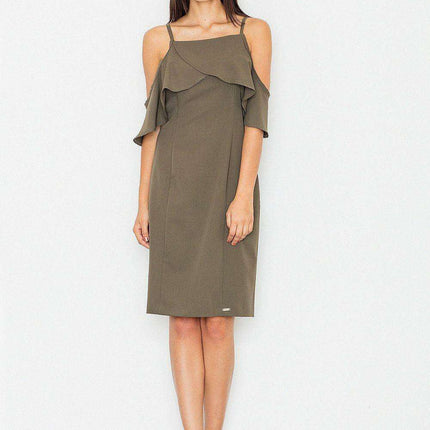 Chic Off-Shoulder Knit Dress with Playful Frills and Flattering Fit - Très Elite