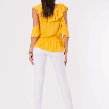 Chic Off-Shoulder Rayon Blouse with Frills - Très Elite
