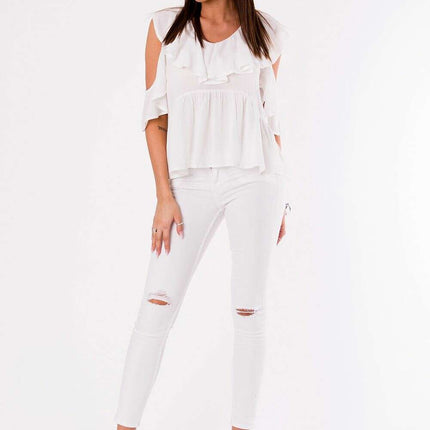 Chic Off-Shoulder Rayon Blouse with Frills - Très Elite