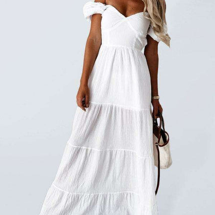 Chic Off-the-Shoulder High-Waisted Dress with Square Neckline