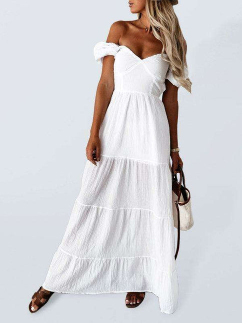 Chic Off-the-Shoulder High-Waisted Dress with Square Neckline