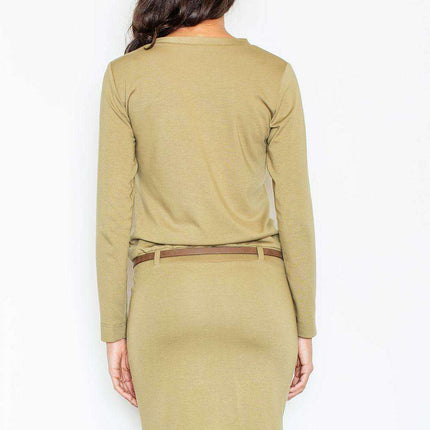 Chic Office Elegance Dress with Tailored Pencil Skirt and Trendy Pockets - Très Elite