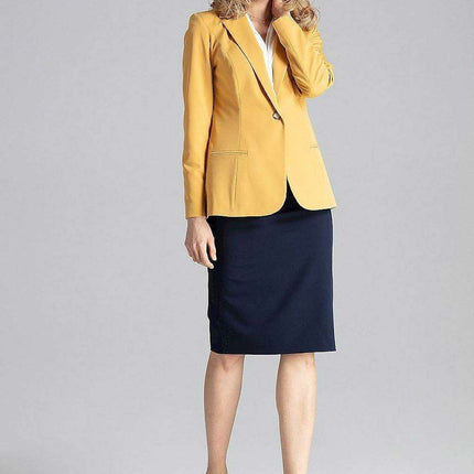 Chic One-Button Blazer with Playful Colorful Lining and Elegant Envelope Neckline - Très Elite