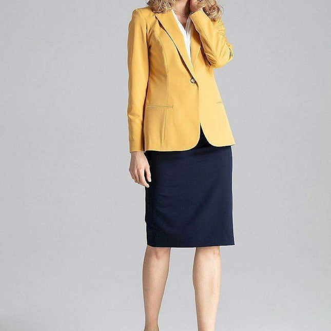 Chic One-Button Blazer with Playful Colorful Lining and Elegant Envelope Neckline - Très Elite