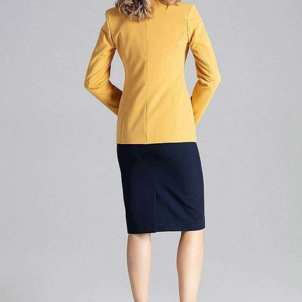 Chic One-Button Blazer with Playful Colorful Lining and Elegant Envelope Neckline - Très Elite