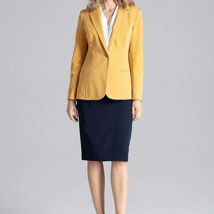 Chic One-Button Blazer with Playful Colorful Lining and Elegant Envelope Neckline - Très Elite
