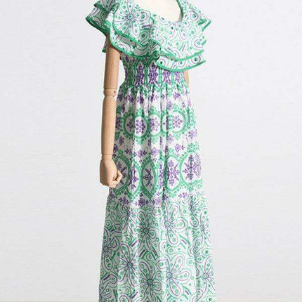 Chic One-Shoulder Floral Embroidered Dress with Elegant Front Slit - Très Elite
