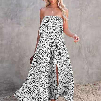 Chic One-Shoulder Leopard Print Dress with Ruffle and Slit - Perfect for Parties