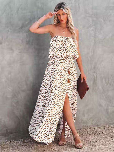 Chic One-Shoulder Leopard Print Dress with Ruffle and Slit - Perfect for Parties