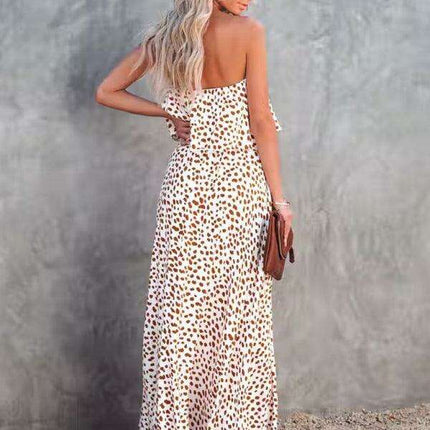 Chic One-Shoulder Leopard Print Dress with Ruffle and Slit - Perfect for Parties - Très Elite