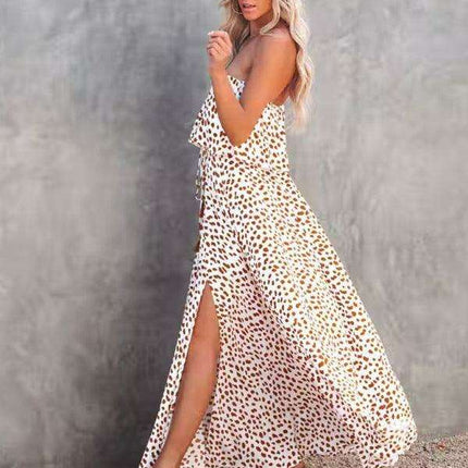 Chic One-Shoulder Leopard Print Dress with Ruffle and Slit - Perfect for Parties - Très Elite