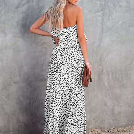 Chic One-Shoulder Leopard Print Dress with Ruffle and Slit - Perfect for Parties - Très Elite