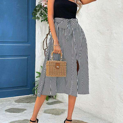 Chic One-Shoulder Striped Mosaic Dress - Perfect for Every Occasion - Très Elite