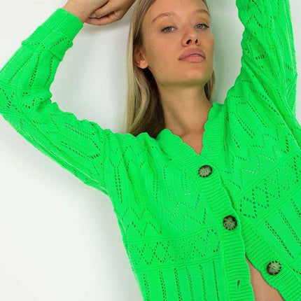 Chic Openwork Button Down Cardigan For Elegant Casual Wear - Très Elite