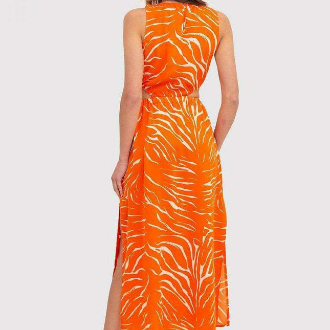 Chic Orange Floral Midi Dress by Ax Paris