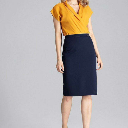 Chic Overlapping Back Knee-Length Pencil Skirt - Très Elite
