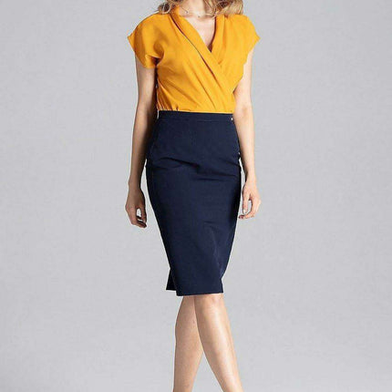 Chic Overlapping Back Knee-Length Pencil Skirt - Très Elite