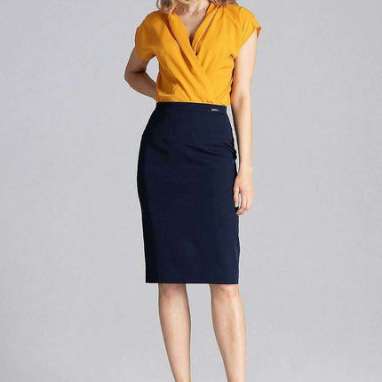 Chic Overlapping Back Knee-Length Pencil Skirt - Très Elite