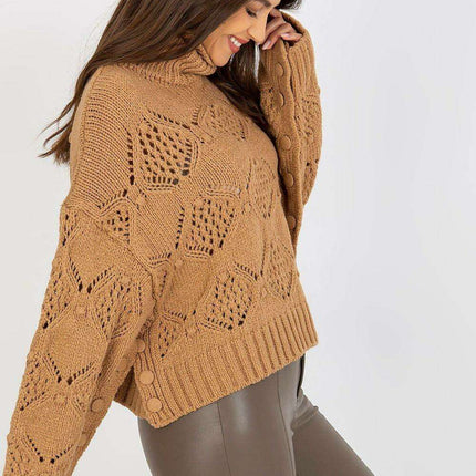 Chic Oversized Sleeve Turtleneck Knit Sweater - Très Elite