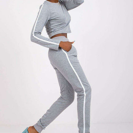 Chic Parisian Cotton Lounge Set With Striped Sleeves - Très Elite