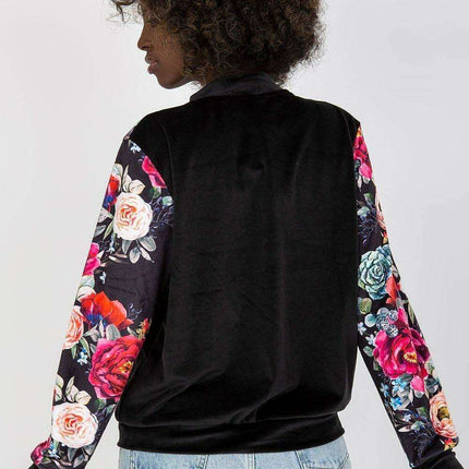 Chic Parisian Floral Velour Bomber Jacket For Women - Très Elite